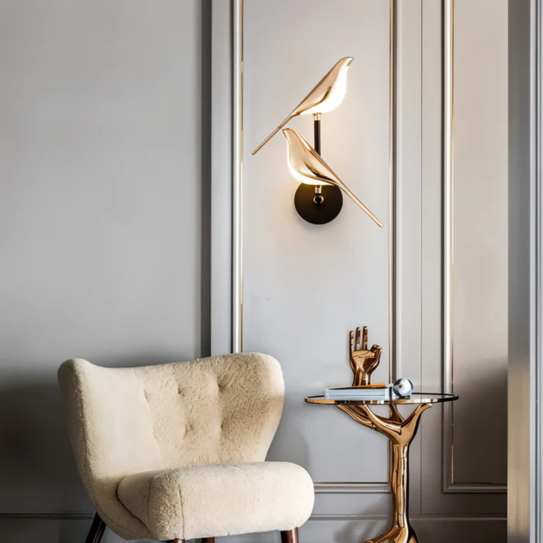 Aurelia Bird | Luxury Golden Wall Lamp For Living Room