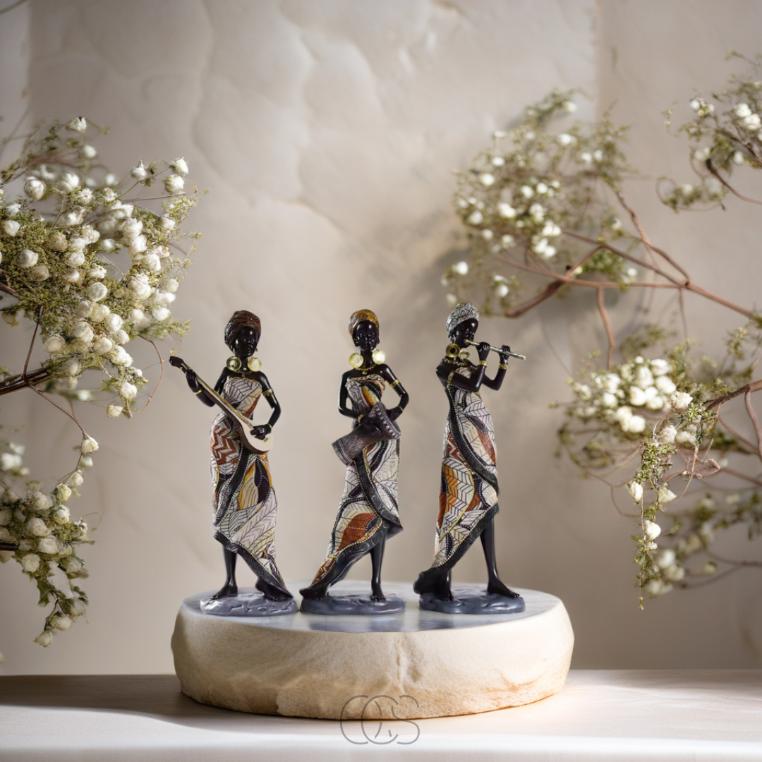 Bronp - African Musicians Statue Set - Decorative Sculptures