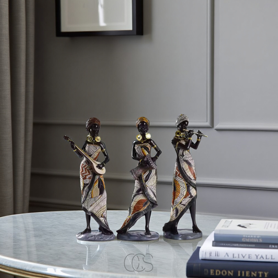 Bronp - African Musicians Statue Set - Decorative Sculptures