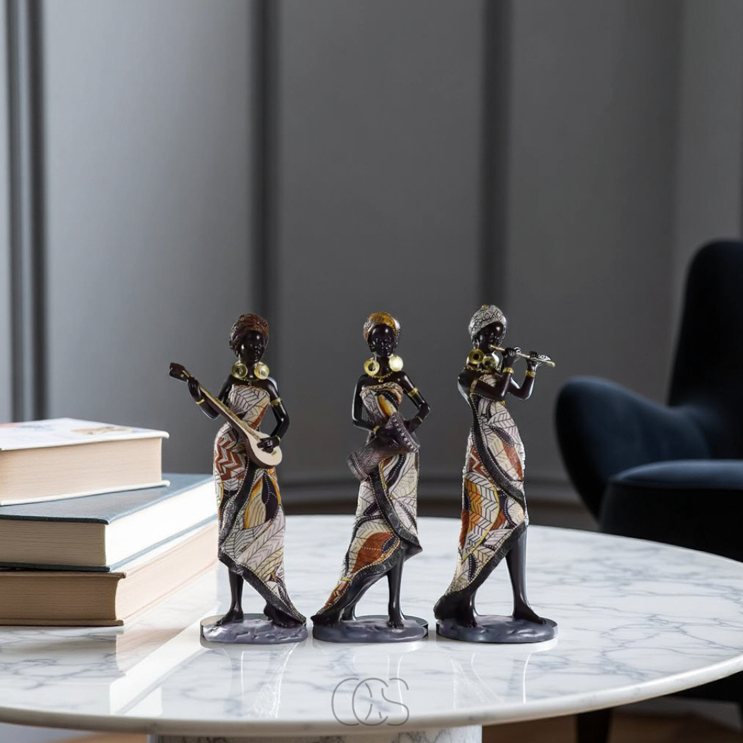 Bronp - African Musicians Statue Set - Decorative Sculptures