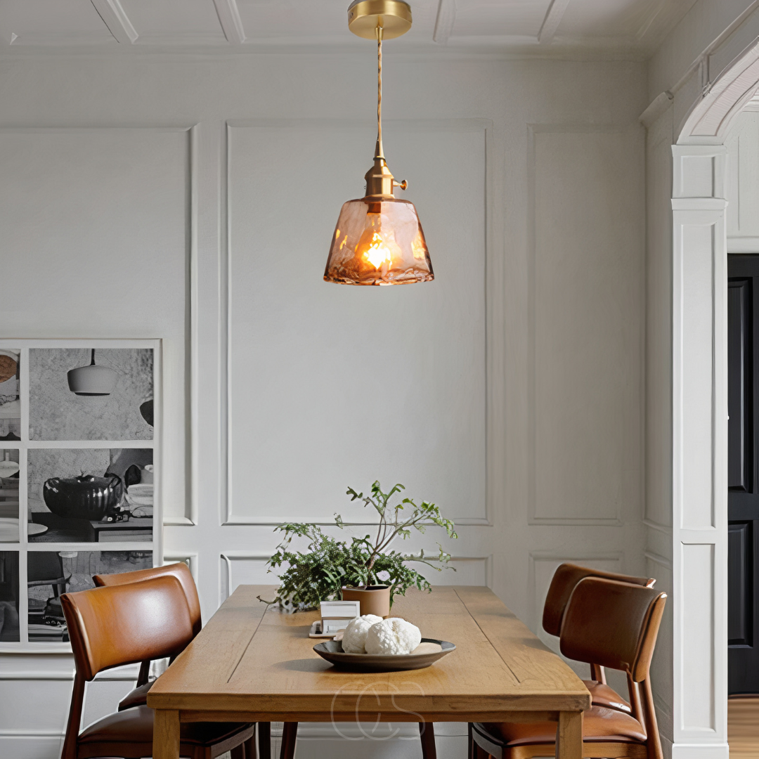 Bronp - Amber Glass Pendant Lamp – Warm Light & Stylish Design