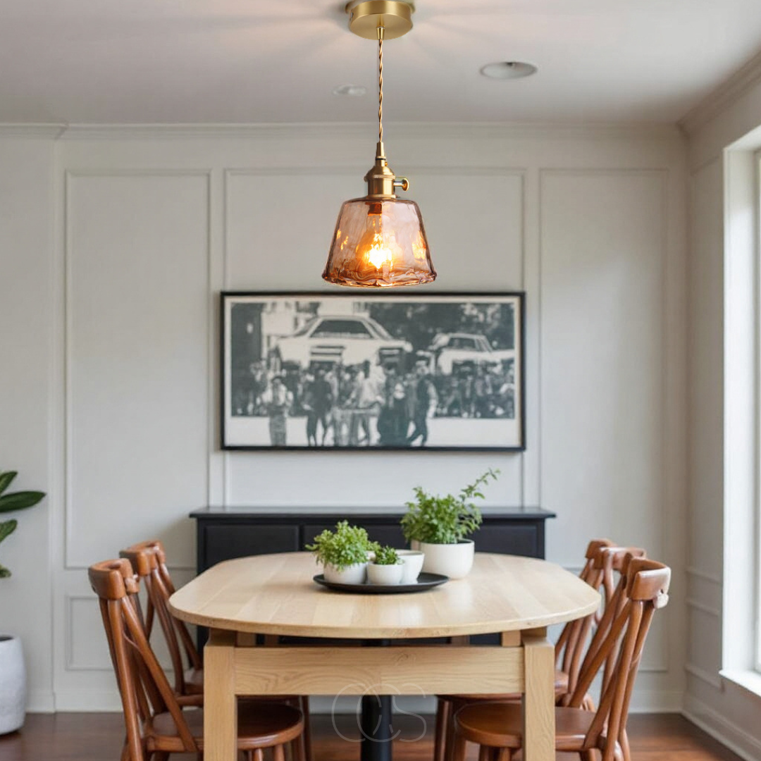 Bronp - Amber Glass Pendant Lamp – Warm Light & Stylish Design