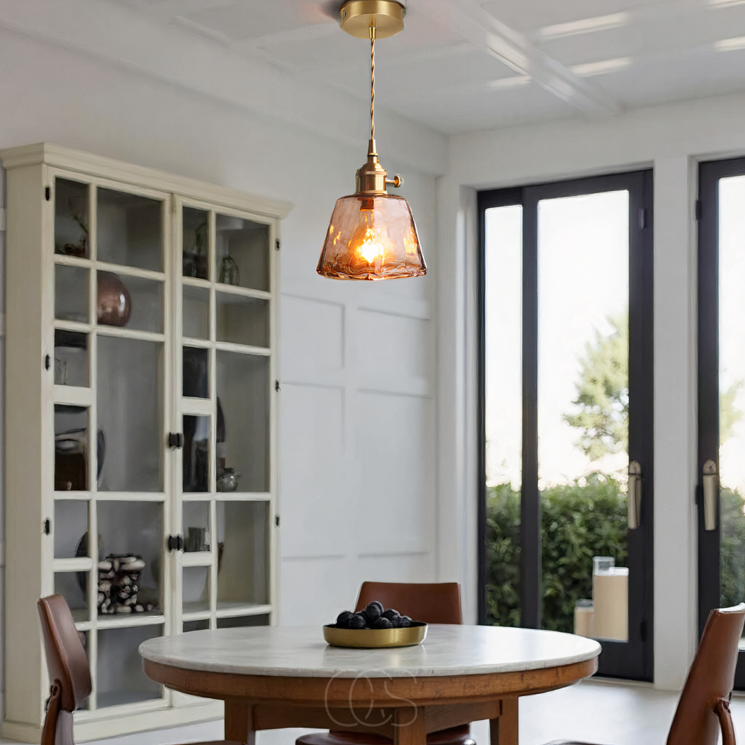 Bronp - Amber Glass Pendant Lamp – Warm Light & Stylish Design
