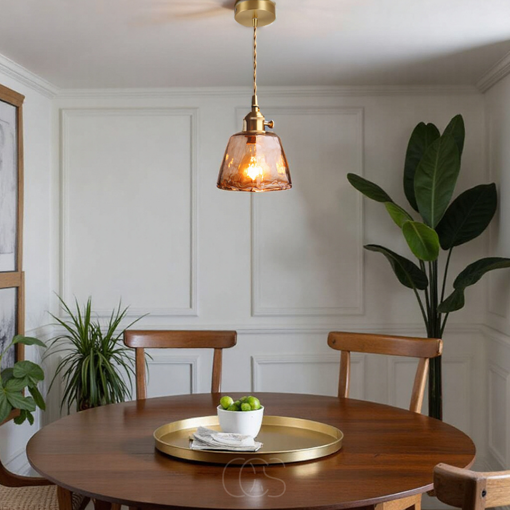 Bronp - Amber Glass Pendant Lamp – Warm Light & Stylish Design