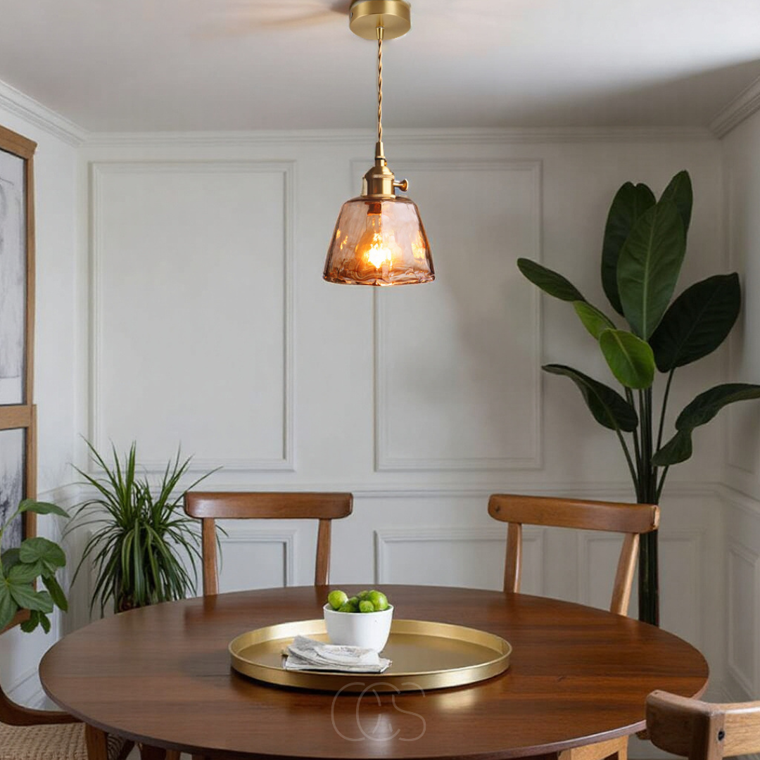 Bronp - Amber Glass Pendant Lamp – Warm Light & Stylish Design