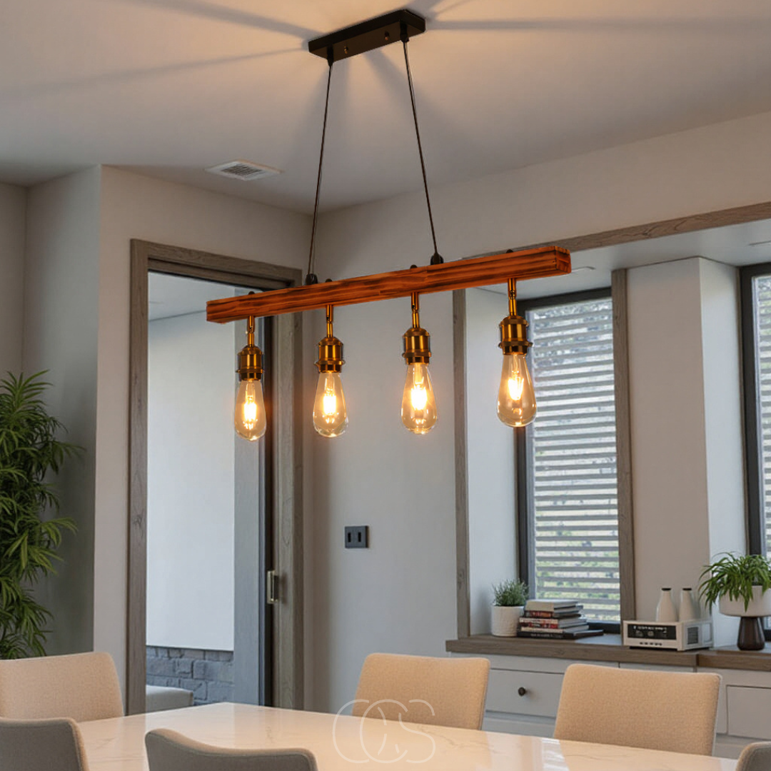 Bronp - Ceiling lamp 4 lights - multi-light ceiling lamp wood & metal