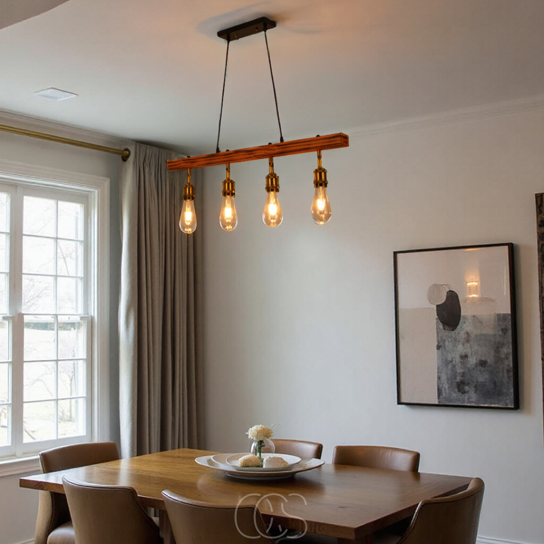 Bronp - Ceiling lamp 4 lights - multi-light ceiling lamp wood & metal