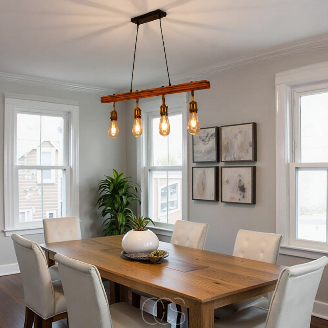 Bronp - Ceiling lamp 4 lights - multi-light ceiling lamp wood & metal