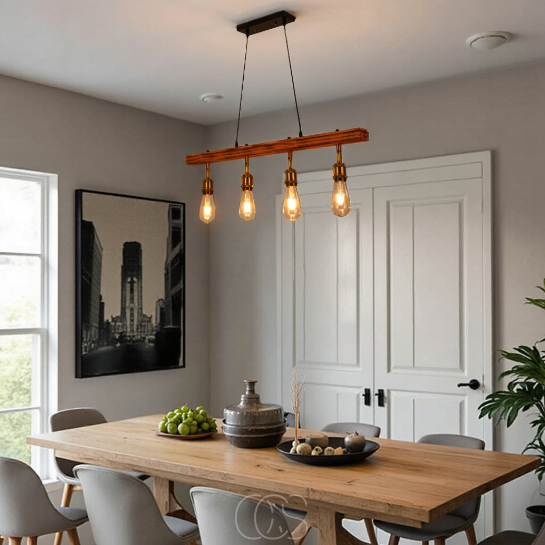 Bronp - Ceiling lamp 4 lights - multi-light ceiling lamp wood & metal