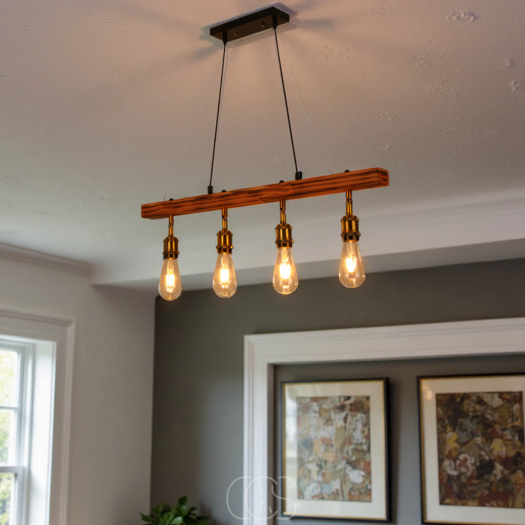 Bronp - Ceiling lamp 4 lights - multi-light ceiling lamp wood & metal