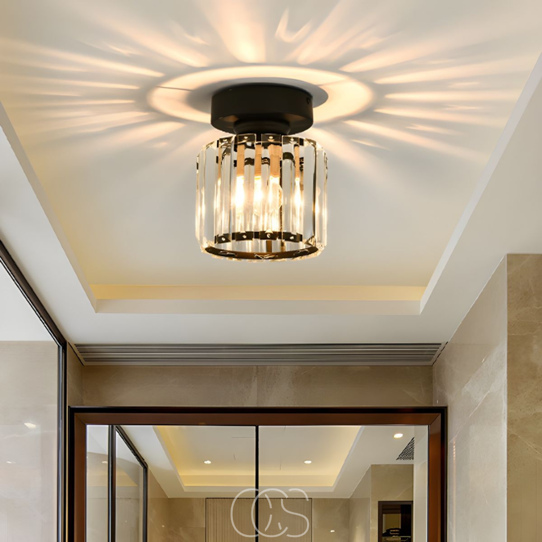 Bronp - Crystal ceiling lamp - Black Metal & K9 Crystal flush mount