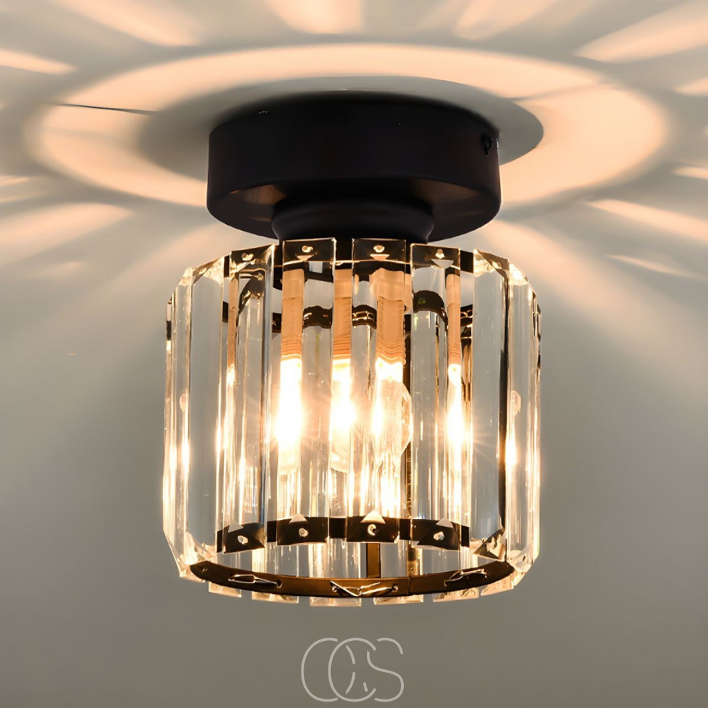 Bronp - Crystal ceiling lamp - Black Metal & K9 Crystal flush mount