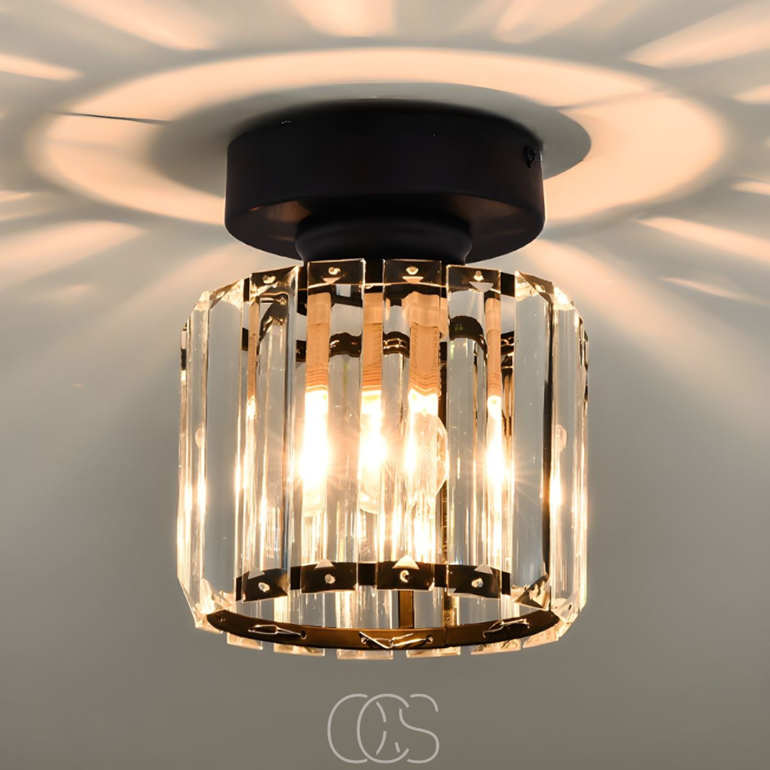 Bronp - Crystal ceiling lamp - Black Metal & K9 Crystal flush mount