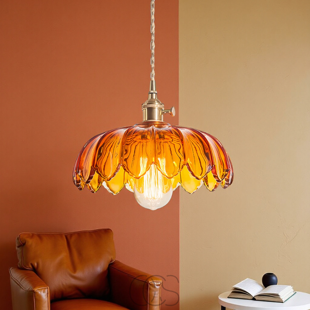 Bronp - Glas Blomst Pendellampe - Vintage Design