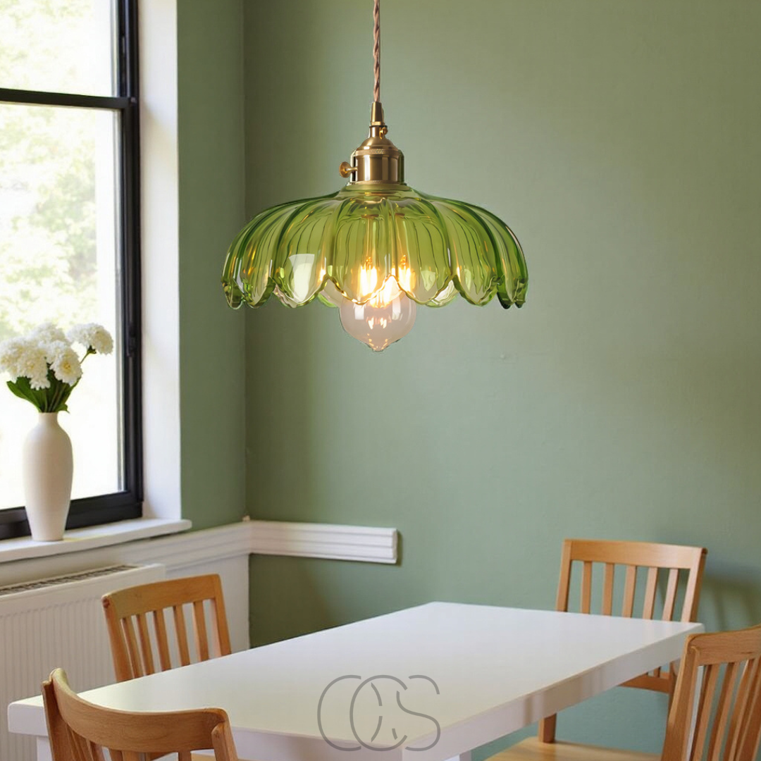 Bronp - Glas Blomst Pendellampe - Vintage Design
