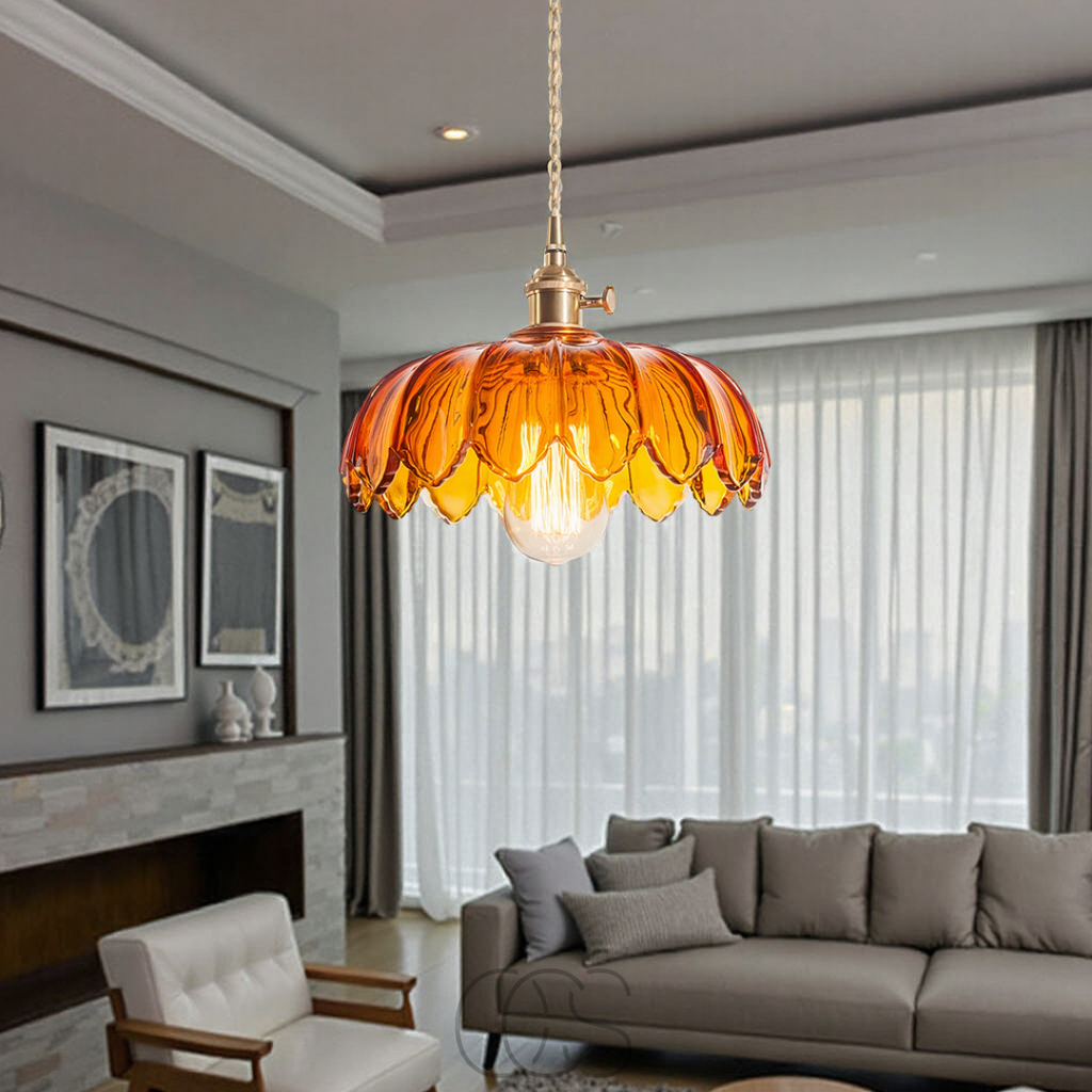 Bronp - Glass Flower Pendant Lamp - Vintage Design