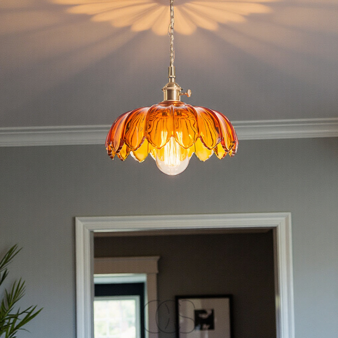 Bronp - Glas Blomst Pendellampe - Vintage Design