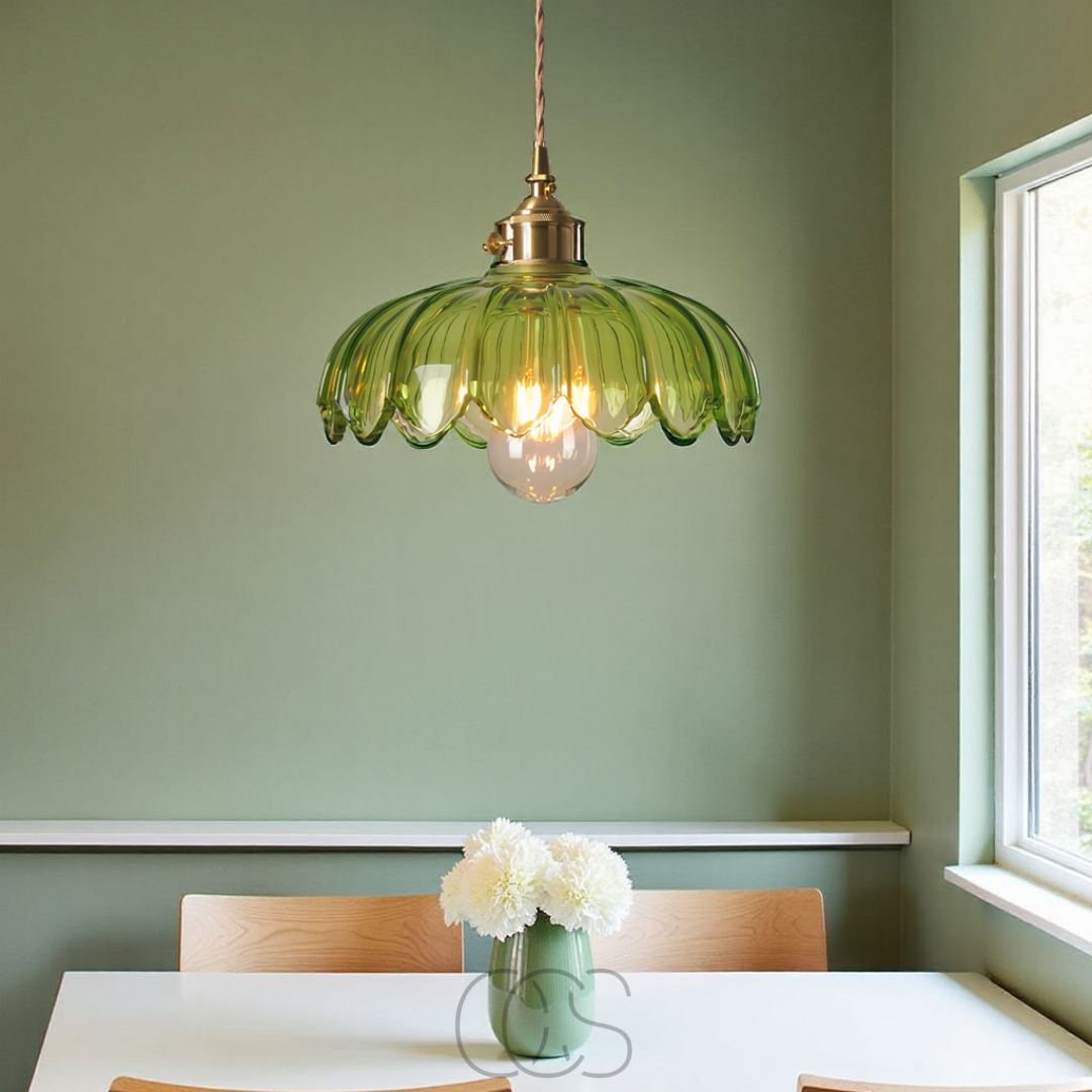 Bronp - Glas Blomst Pendellampe - Vintage Design
