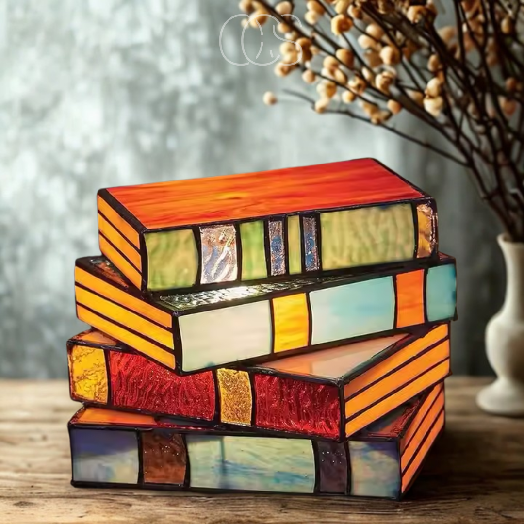 Bronp - Mosaic Book Lamp - Wireless Tiffany Table Lamp