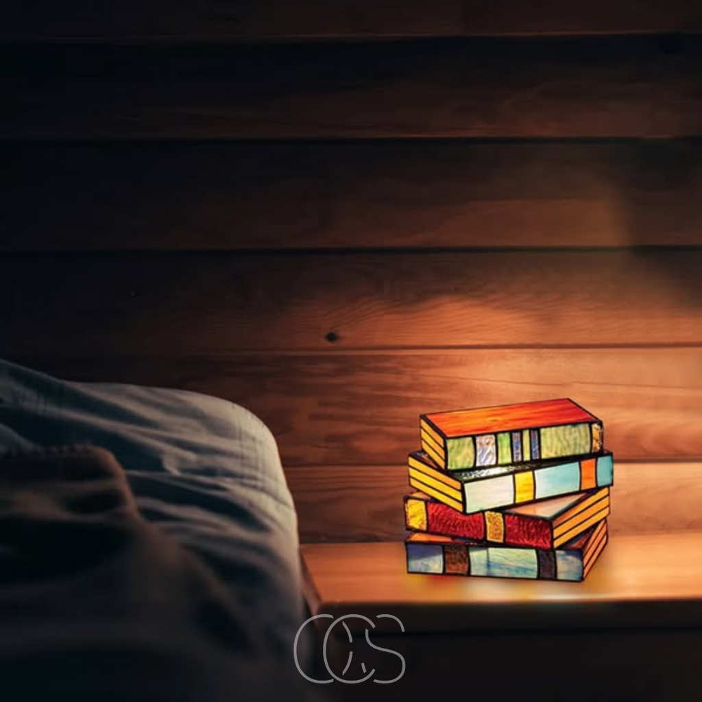 Bronp - Mosaic Book Lamp - Wireless Tiffany Table Lamp
