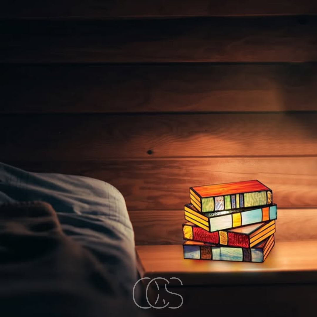 Bronp - Mosaic Book Lamp - Wireless Tiffany Table Lamp