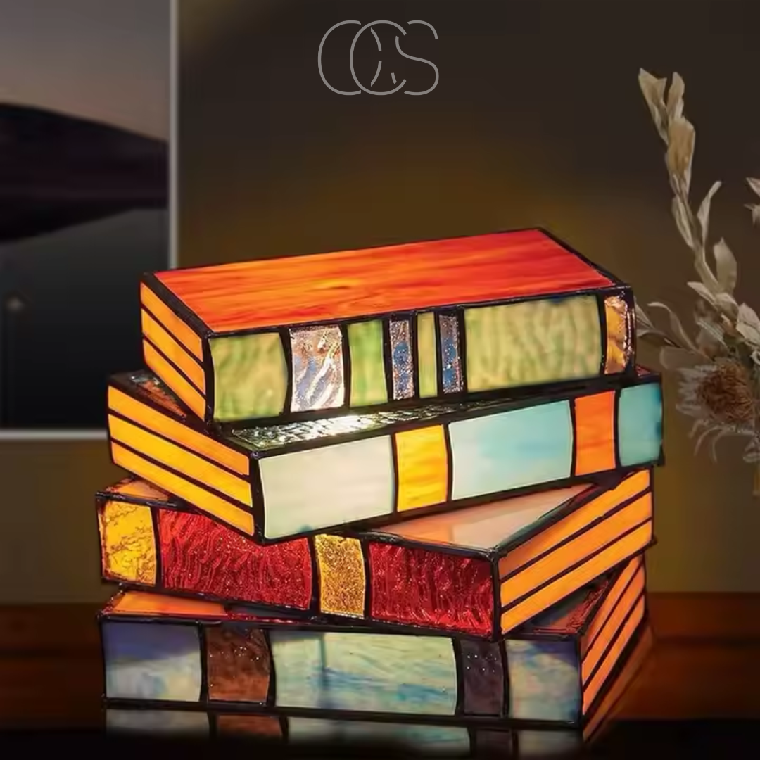 Bronp - Mosaic Book Lamp - Wireless Tiffany Table Lamp