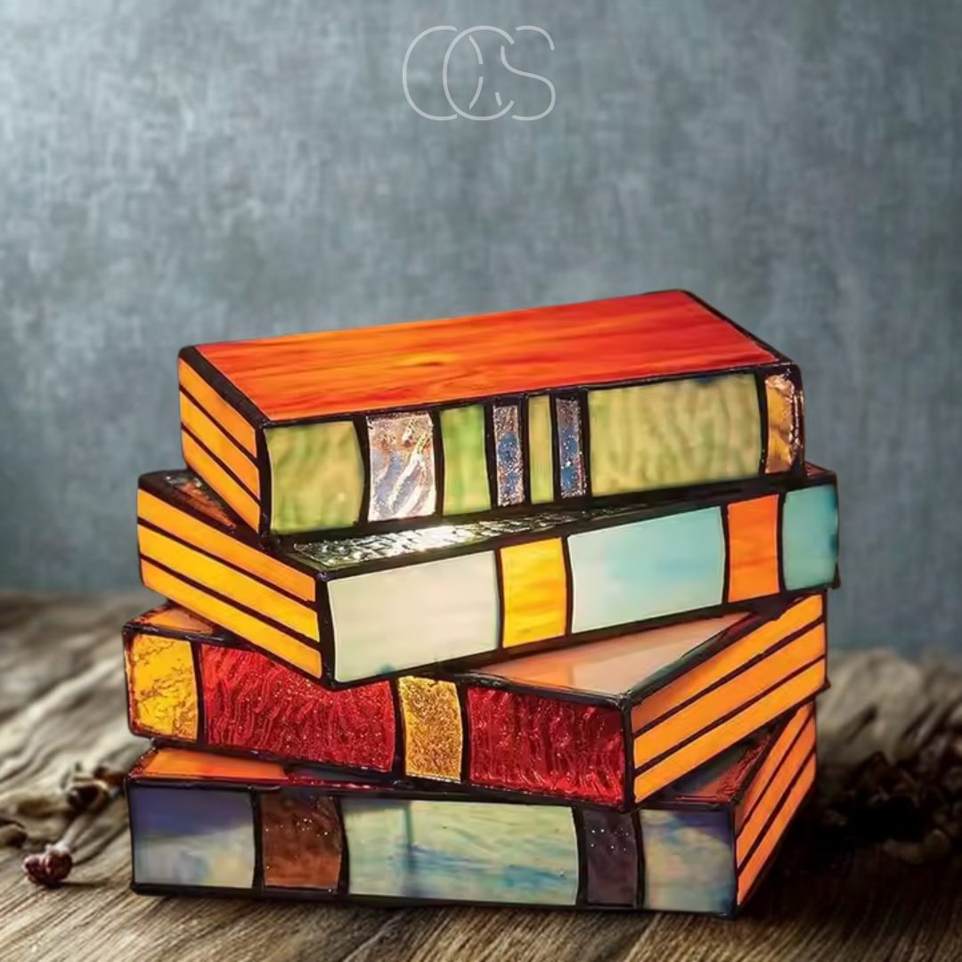 Bronp - Mosaic Book Lamp - Wireless Tiffany Table Lamp