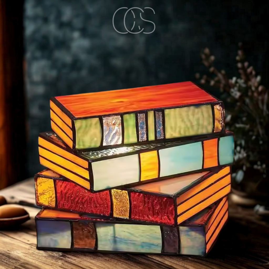 Bronp - Mosaic Book Lamp - Wireless Tiffany Table Lamp