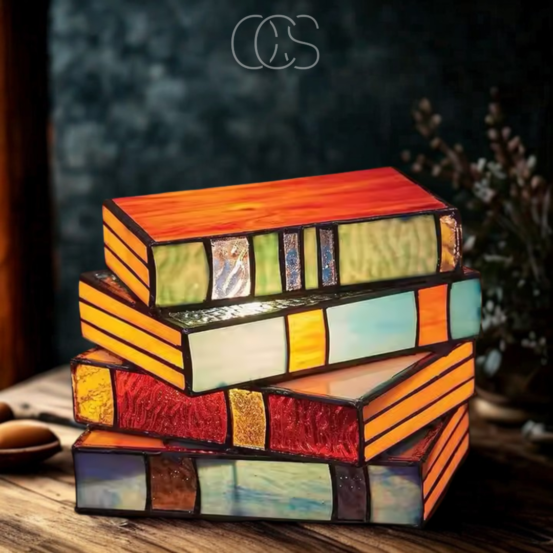 Bronp - Mosaic Book Lamp - Wireless Tiffany Table Lamp