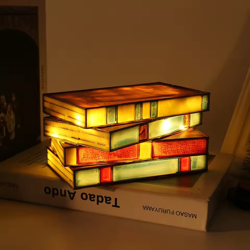 Bronp - Mosaic Book Lamp - Wireless Tiffany Table Lamp