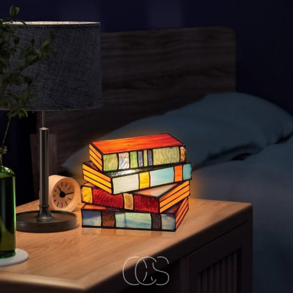Bronp - Mosaic Book Lamp - Wireless Tiffany Table Lamp