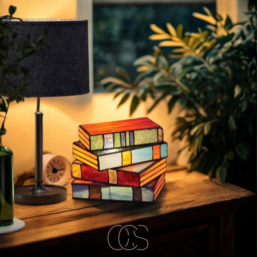 Bronp - Mosaic Book Lamp - Wireless Tiffany Table Lamp