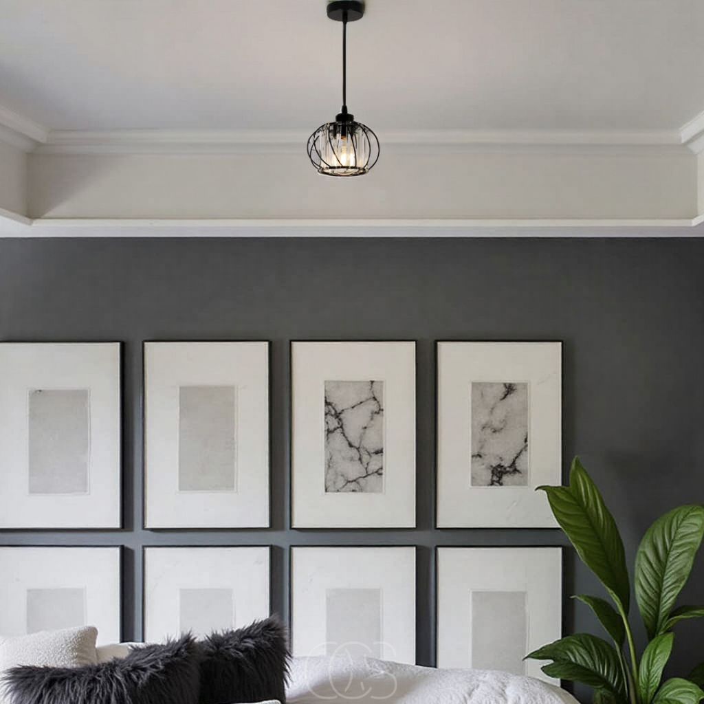 Bronp - Nordic Pendant Lamp with Spherical Glass - Black Design
