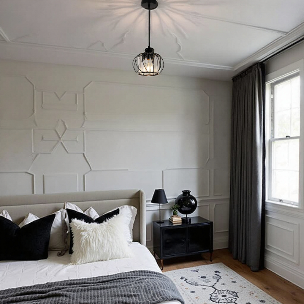 Bronp - Nordic Pendant Lamp with Spherical Glass - Black Design