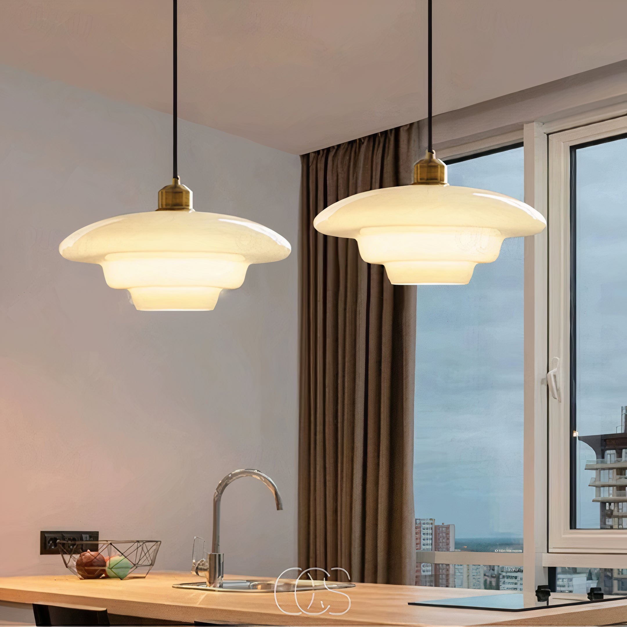 Bronp - Perle pendant lamp - Brass & Glass
