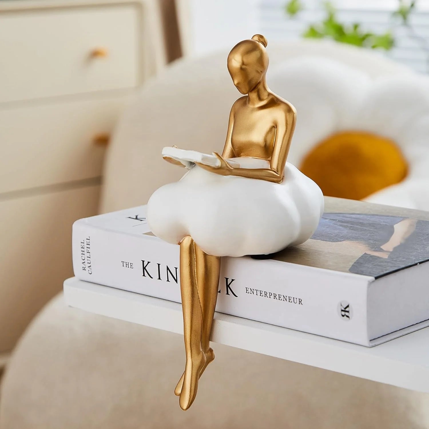 Bronp - Reading Woman on Cloud Sculpture - Resin Art Object