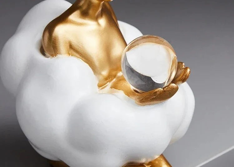 Bronp - Reading Woman on Cloud Sculpture - Resin Art Object