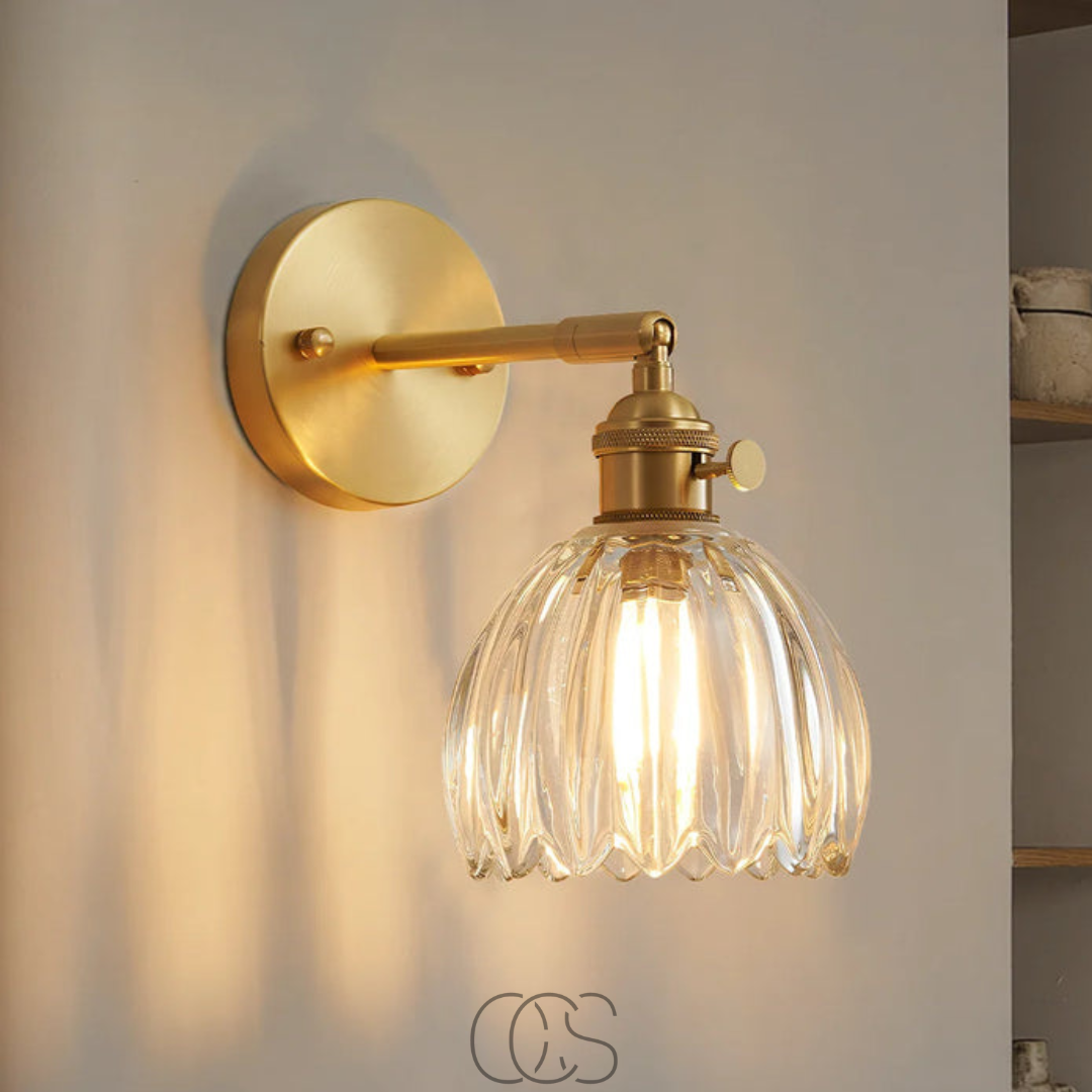 Bronp - Retro Wall Lamp with Glass Tulip Shade