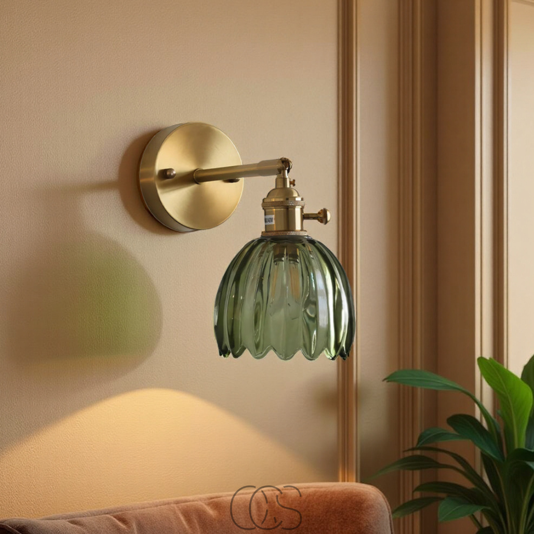 Bronp - Retro Wall Lamp with Glass Tulip Shade