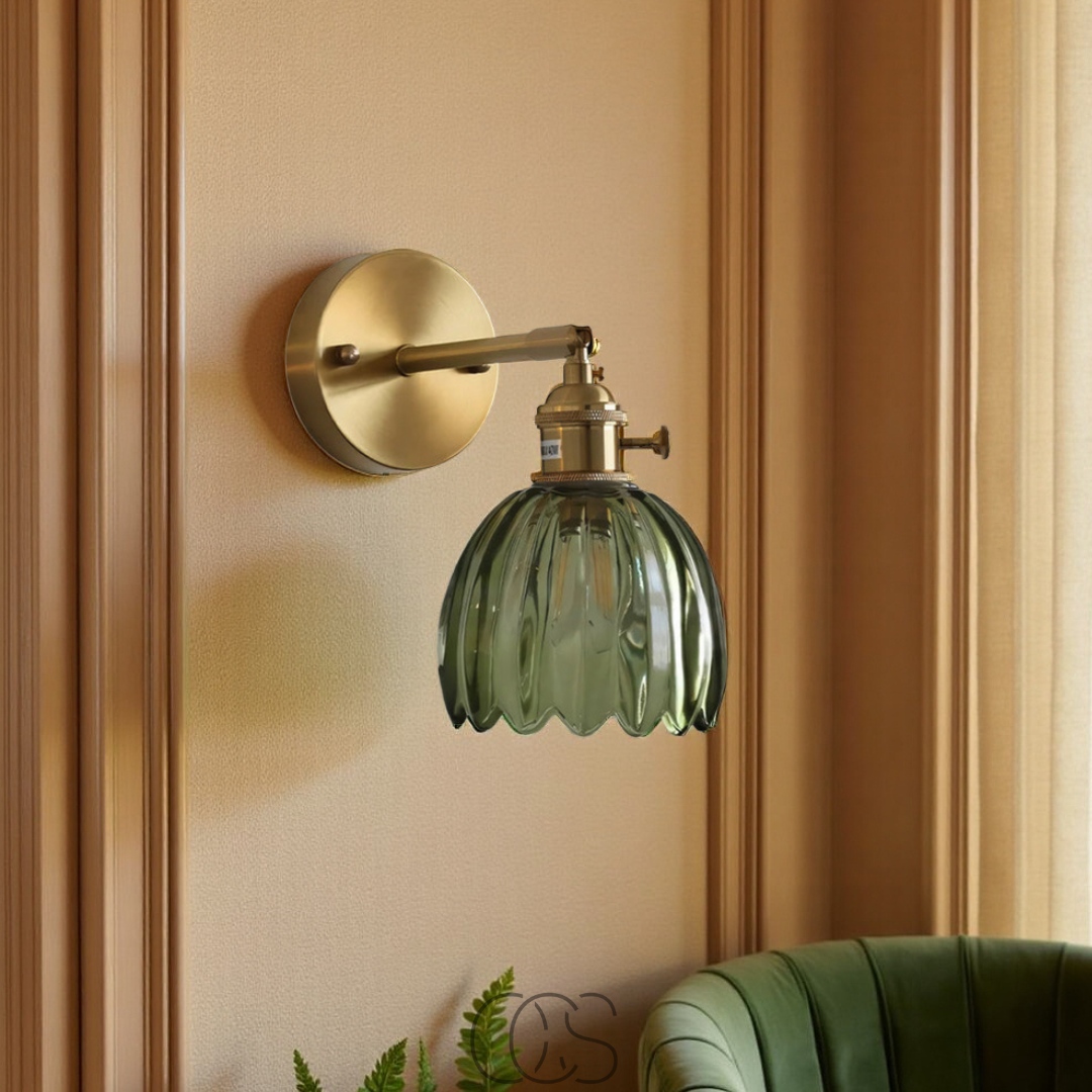 Bronp - Retro Wall Lamp with Glass Tulip Shade