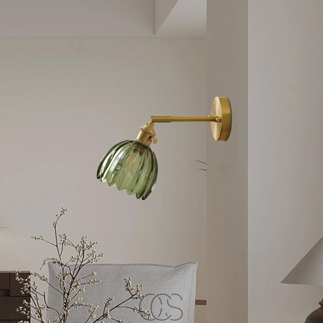 Bronp - Retro Wall Lamp with Glass Tulip Shade