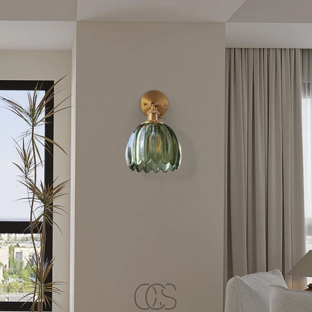 Bronp - Retro Wall Lamp with Glass Tulip Shade