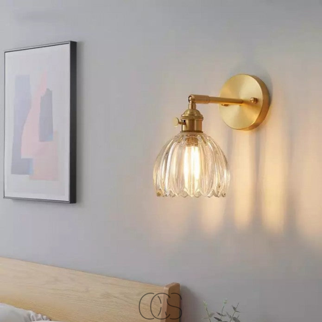 Bronp - Retro Wall Lamp with Glass Tulip Shade