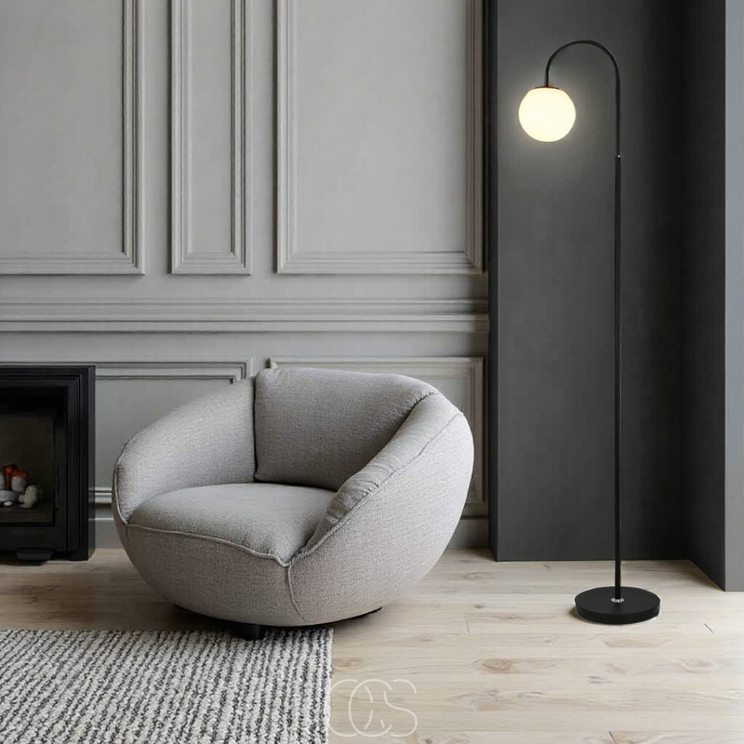 Bronp - Standing lamp with globe - Metal & Glass floor lamp