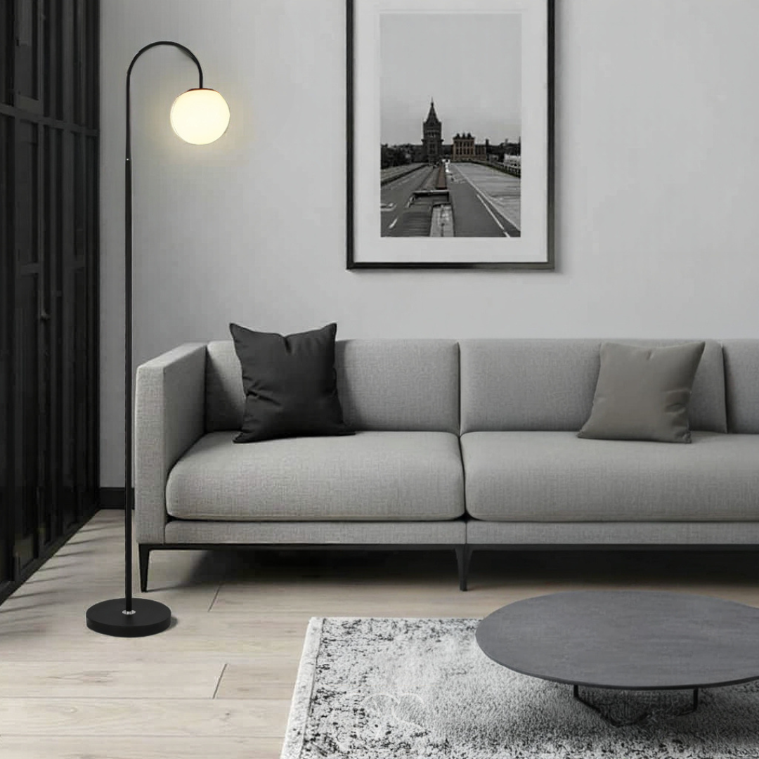 Bronp - Standing lamp with globe - Metal & Glass floor lamp