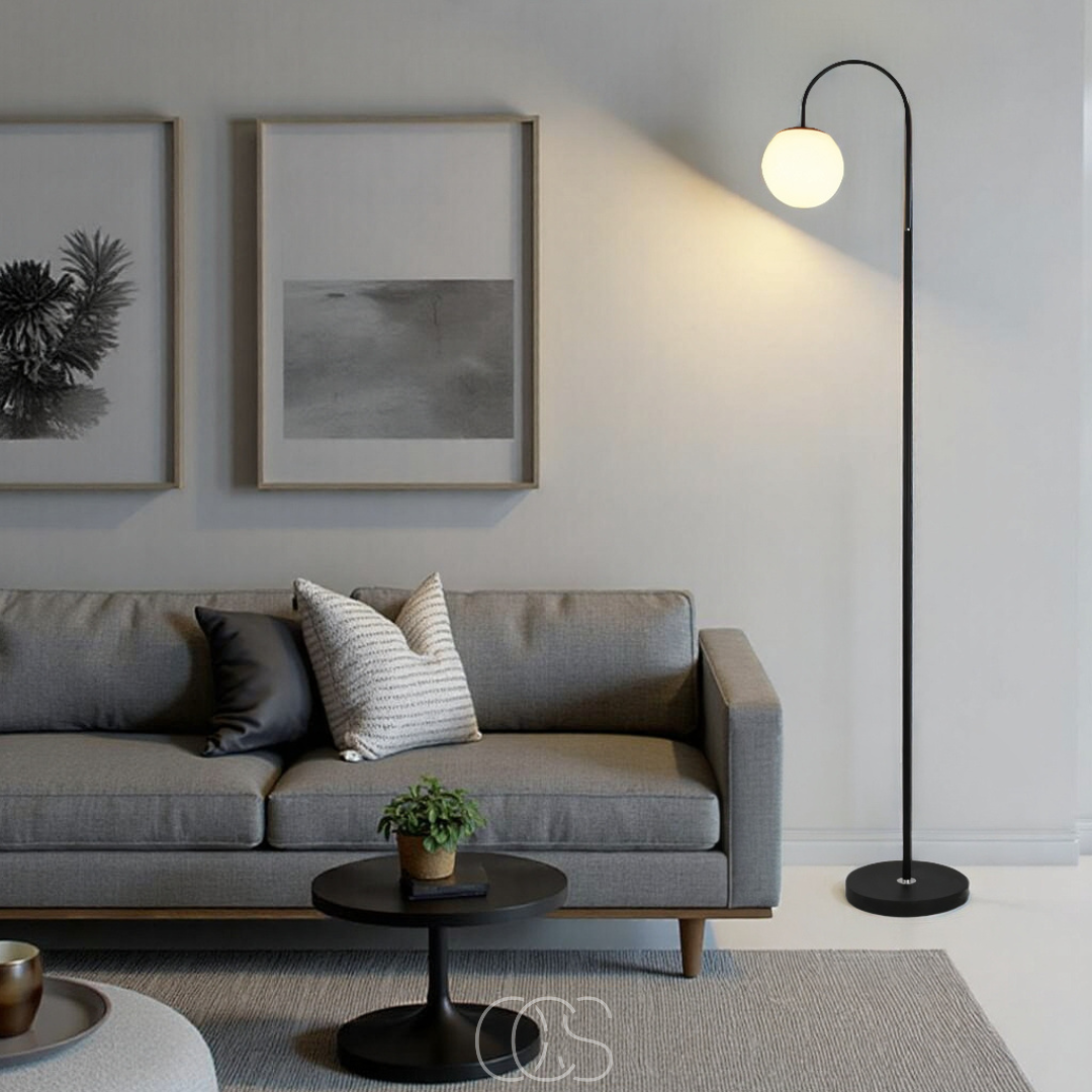 Bronp - Standing lamp with globe - Metal & Glass floor lamp
