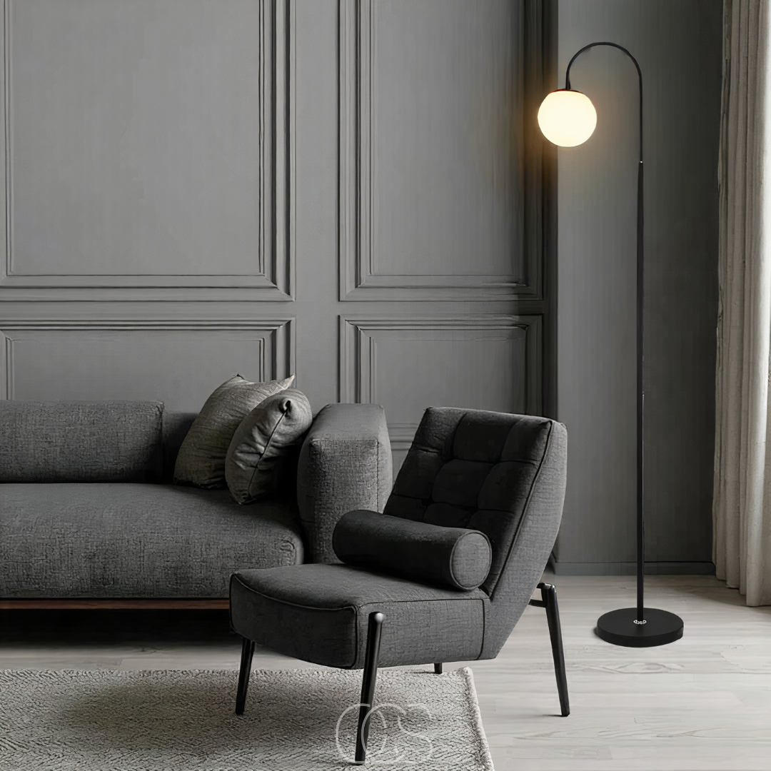 Bronp - Standing lamp with globe - Metal & Glass floor lamp