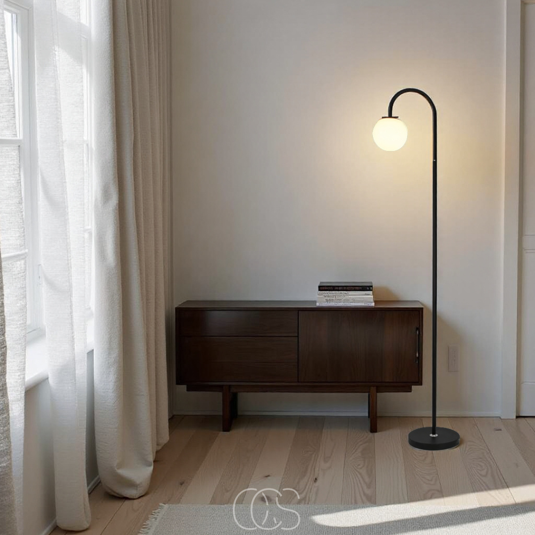 Bronp - Standing lamp with globe - Metal & Glass floor lamp