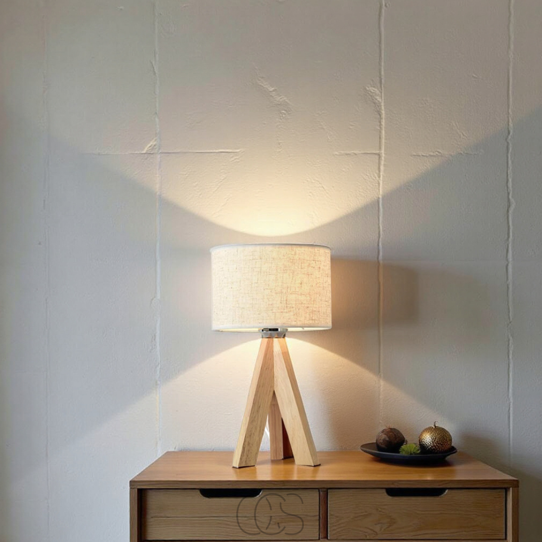 Bronp - Table Lamp - Natural Wood and Fabric Shade