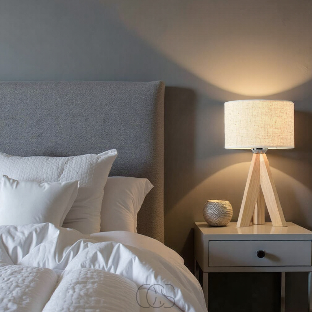 Bronp - Table Lamp - Natural Wood and Fabric Shade